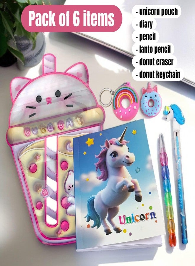 AMANVANI Unicorn Theme Stationery Gift Combo, 36 Pcs, Kanjak Return Gifts For Kanya Pujan Navratri, Birthday Return Gifts For Kids of All Age Group, Stationery Set - Image 2